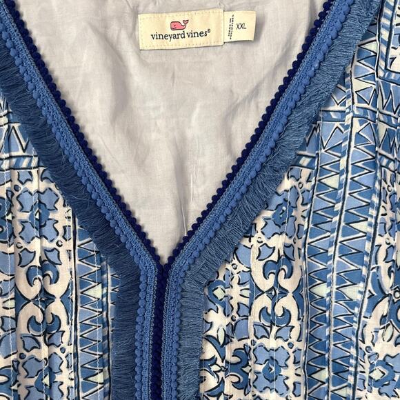 Vineyard Vines Plus Scarf Print Pintuck Mini Dress Blue & White Size XXL - Picture 8 of 10